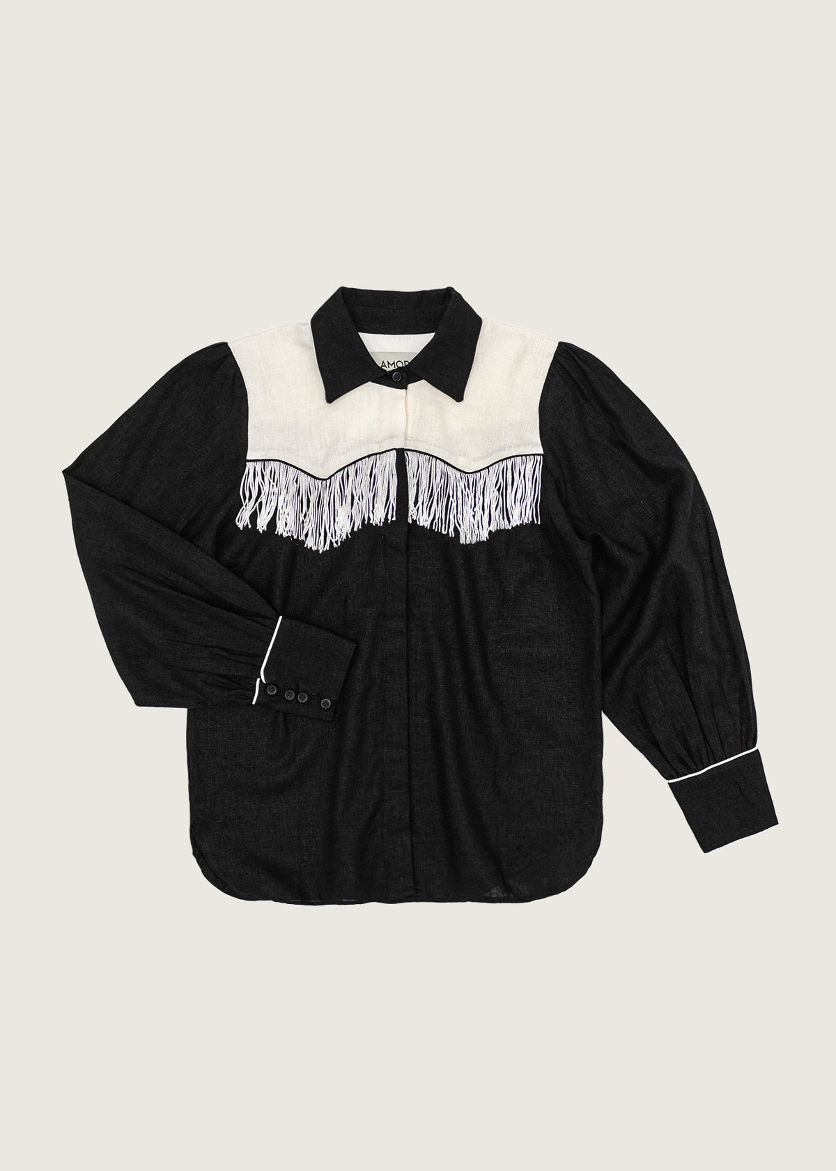 Xan black linen blouse